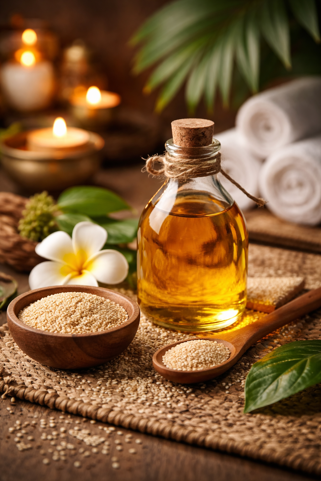 huile de sésame et massage ayurvedique